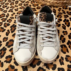 P448 John Sneaker in Leopard Print with White and Gray Accents